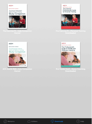 Tyler showing the ACE app with the downloaded textbooks