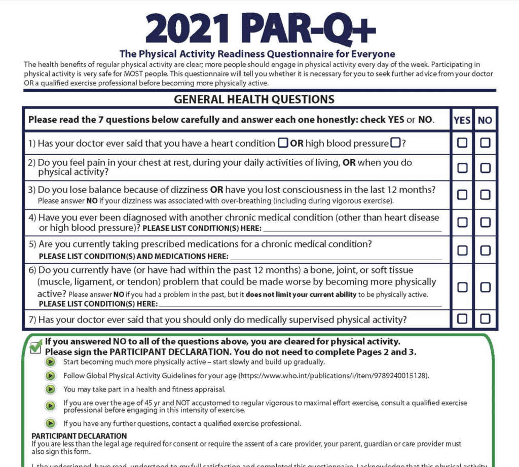 Best corrective exercise certification guide (Updated) 33 ISSA corrective exercise PARQ form