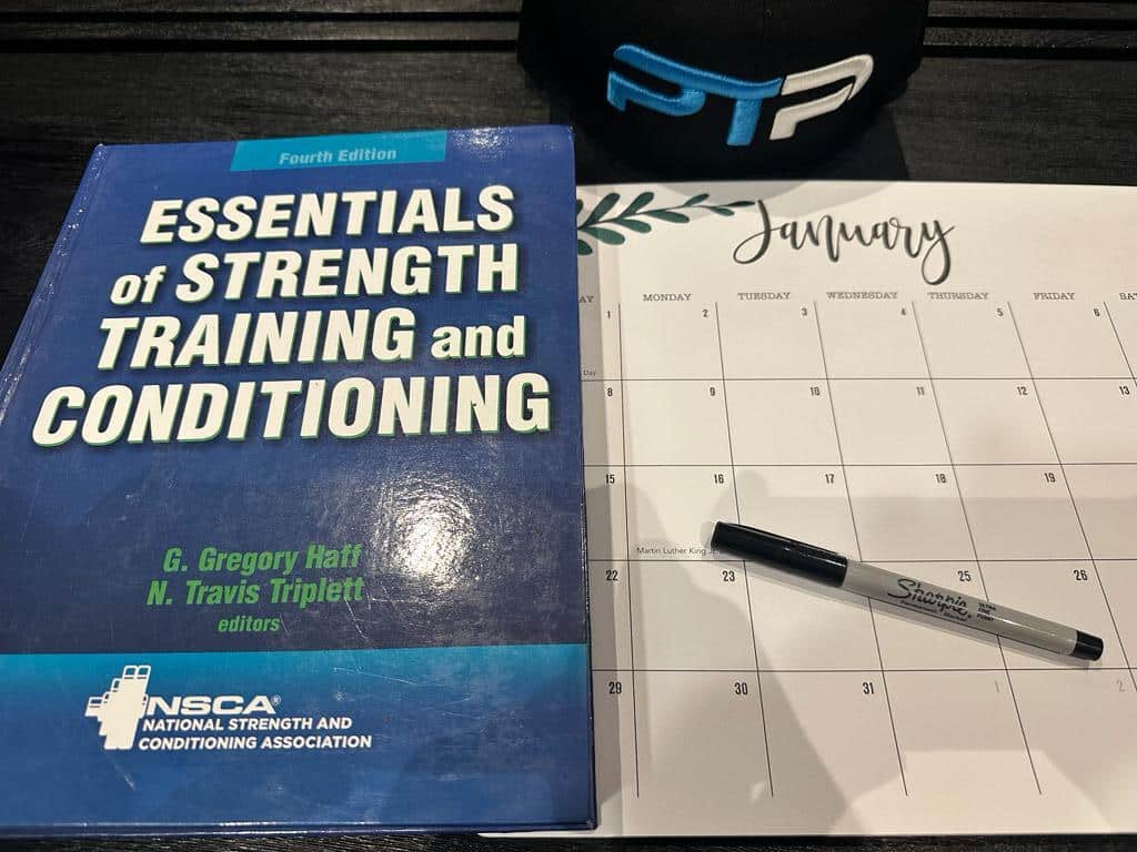 Free CSCS Study Plan, Study Calendar + Blueprint 4 FREE CSCS Study Plan, Study Calendar + Blueprint - CSCS textbook next to calendar to plan out the CSCS studying