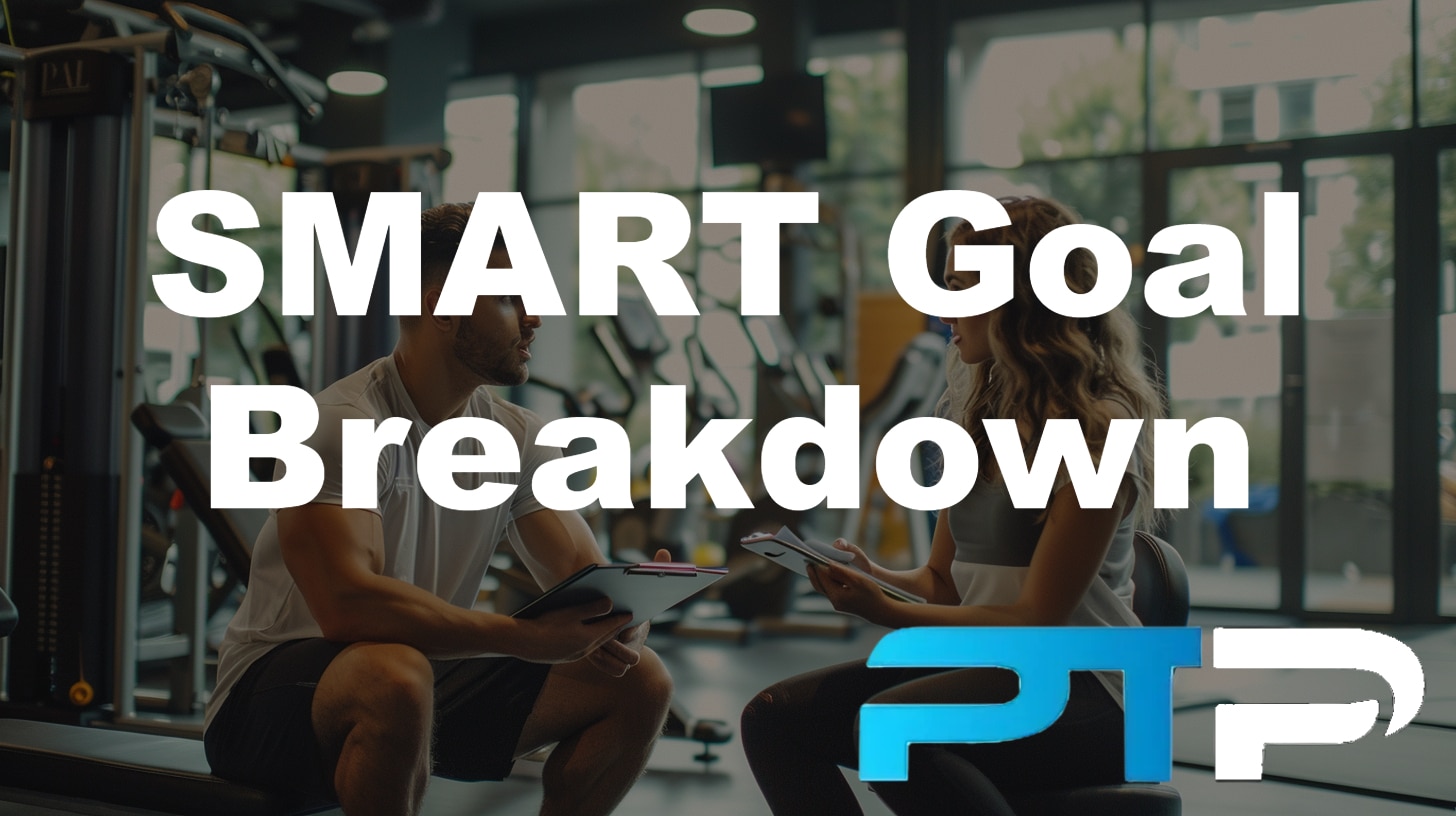 SMART goal breakdown featured image showing a trainer and client discussing upcoming goals in the gym