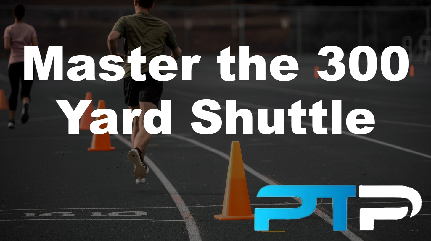 300 yard shuttle test featured image showing athletes run between cones on a track