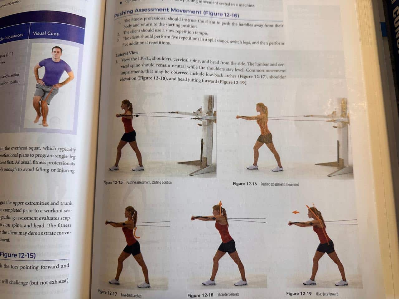 NASM textbook showing an exerciser performing the correct form for the NASM pushing assessment
