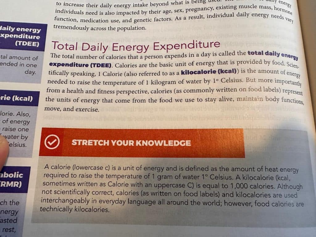 NASM page describing total daily energy expenditure